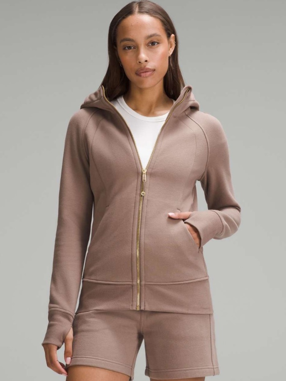 GUC Lululemon Scuba Full-Zip Hoodie. Color Taupetastic / Gold. Size 10